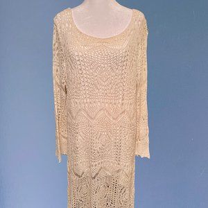 *VINTAGE* Ivory Hand Crocheted Slip Dress I Stevie Nicks Style